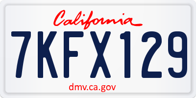 CA license plate 7KFX129
