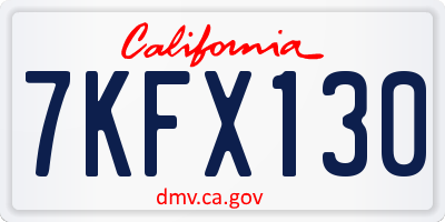 CA license plate 7KFX130