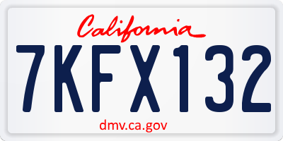 CA license plate 7KFX132