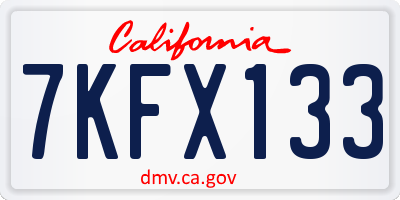 CA license plate 7KFX133