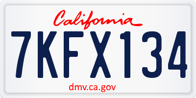 CA license plate 7KFX134