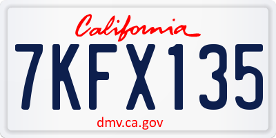 CA license plate 7KFX135