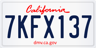 CA license plate 7KFX137