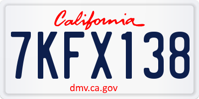 CA license plate 7KFX138