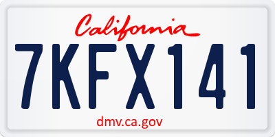 CA license plate 7KFX141