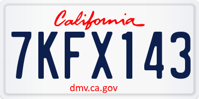 CA license plate 7KFX143