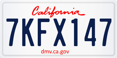 CA license plate 7KFX147