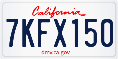 CA license plate 7KFX150