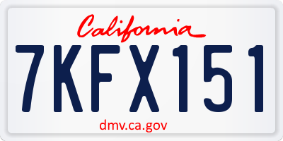 CA license plate 7KFX151