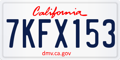 CA license plate 7KFX153