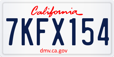 CA license plate 7KFX154