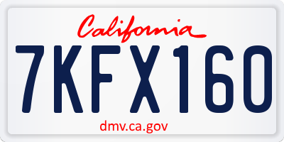 CA license plate 7KFX160