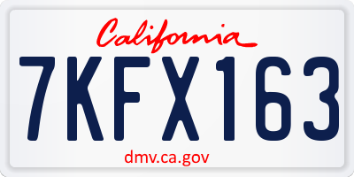 CA license plate 7KFX163