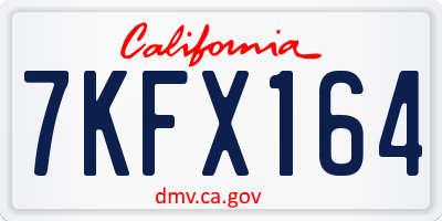 CA license plate 7KFX164