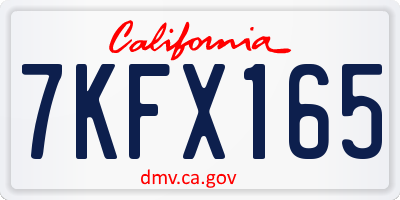 CA license plate 7KFX165