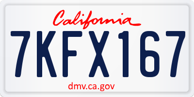 CA license plate 7KFX167
