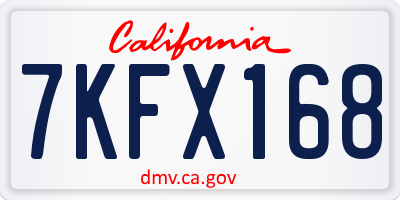 CA license plate 7KFX168