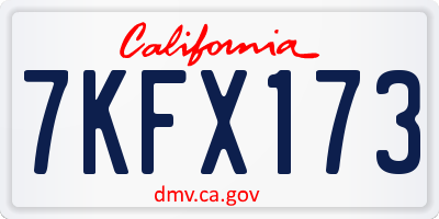 CA license plate 7KFX173