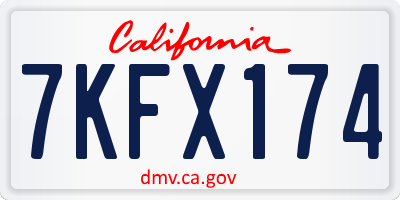 CA license plate 7KFX174