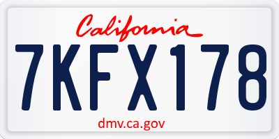 CA license plate 7KFX178