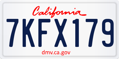 CA license plate 7KFX179