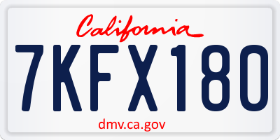 CA license plate 7KFX180