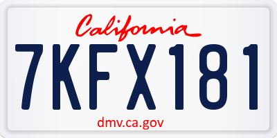 CA license plate 7KFX181