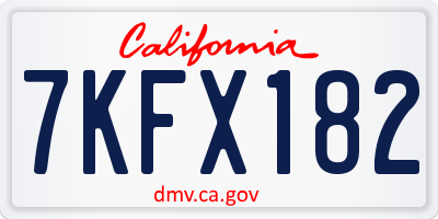 CA license plate 7KFX182