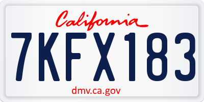 CA license plate 7KFX183
