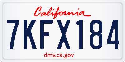 CA license plate 7KFX184