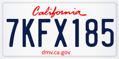 CA license plate 7KFX185