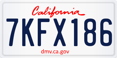 CA license plate 7KFX186