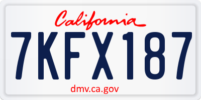 CA license plate 7KFX187