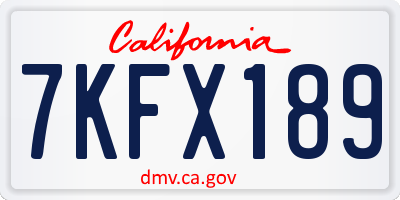 CA license plate 7KFX189