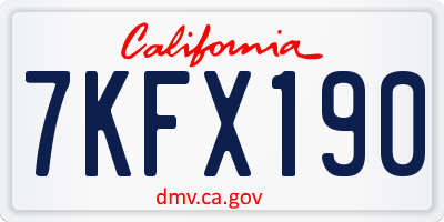 CA license plate 7KFX190
