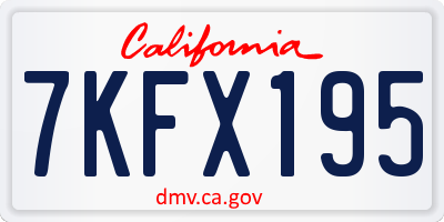 CA license plate 7KFX195