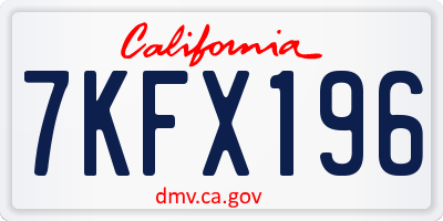 CA license plate 7KFX196