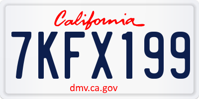 CA license plate 7KFX199