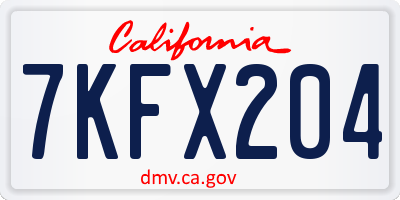 CA license plate 7KFX204
