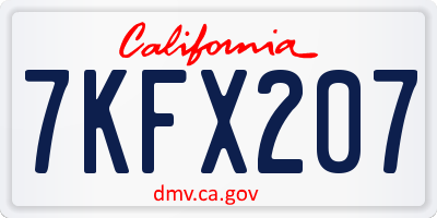 CA license plate 7KFX207