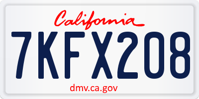 CA license plate 7KFX208