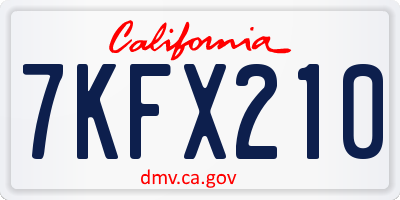 CA license plate 7KFX210