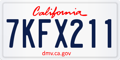 CA license plate 7KFX211