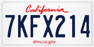 CA license plate 7KFX214