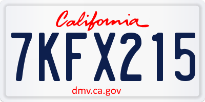 CA license plate 7KFX215