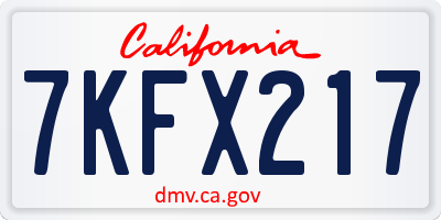 CA license plate 7KFX217