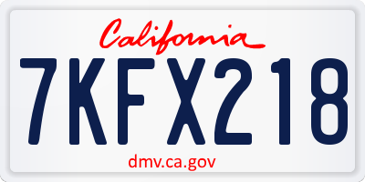 CA license plate 7KFX218
