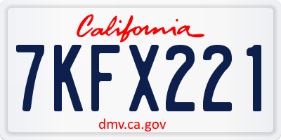 CA license plate 7KFX221