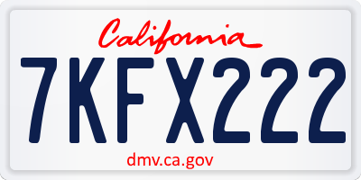 CA license plate 7KFX222
