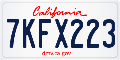 CA license plate 7KFX223